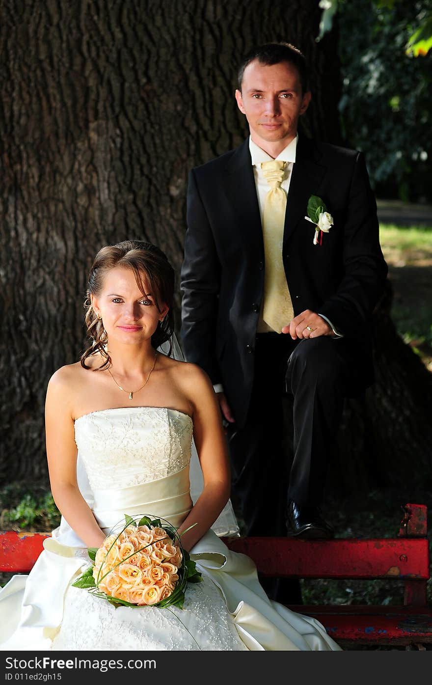 Portrait of bride and groom