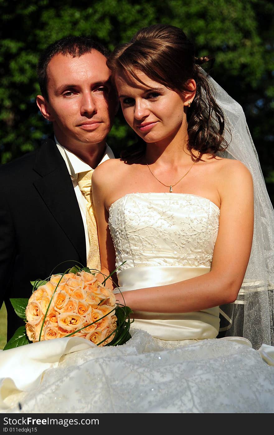 Portrait of bride and groom