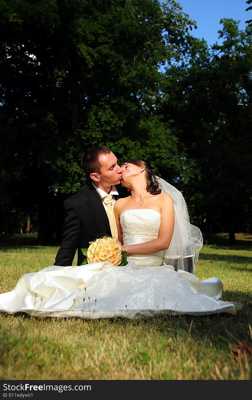 Portrait of bride and groom