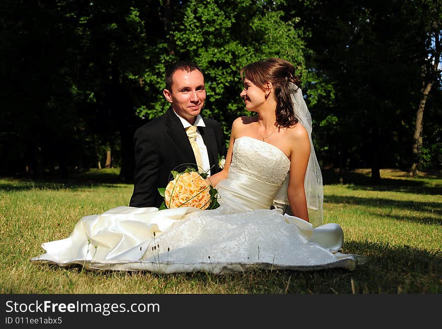 Portrait of bride and groom