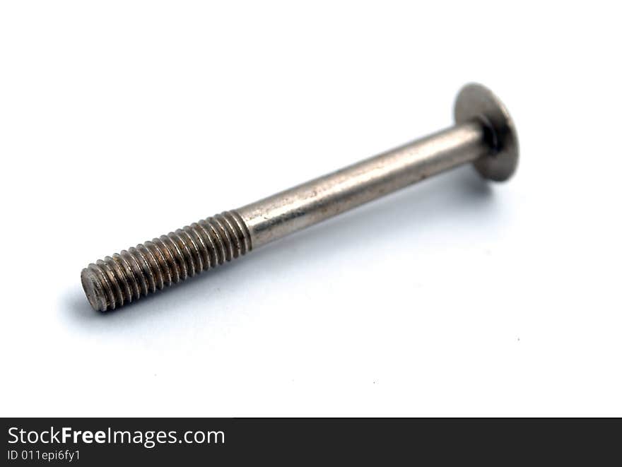 Steel bolt on white background