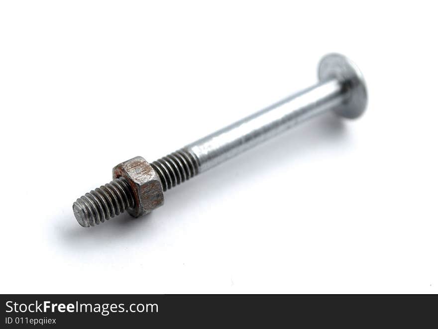 Steel bolt & nut on white background