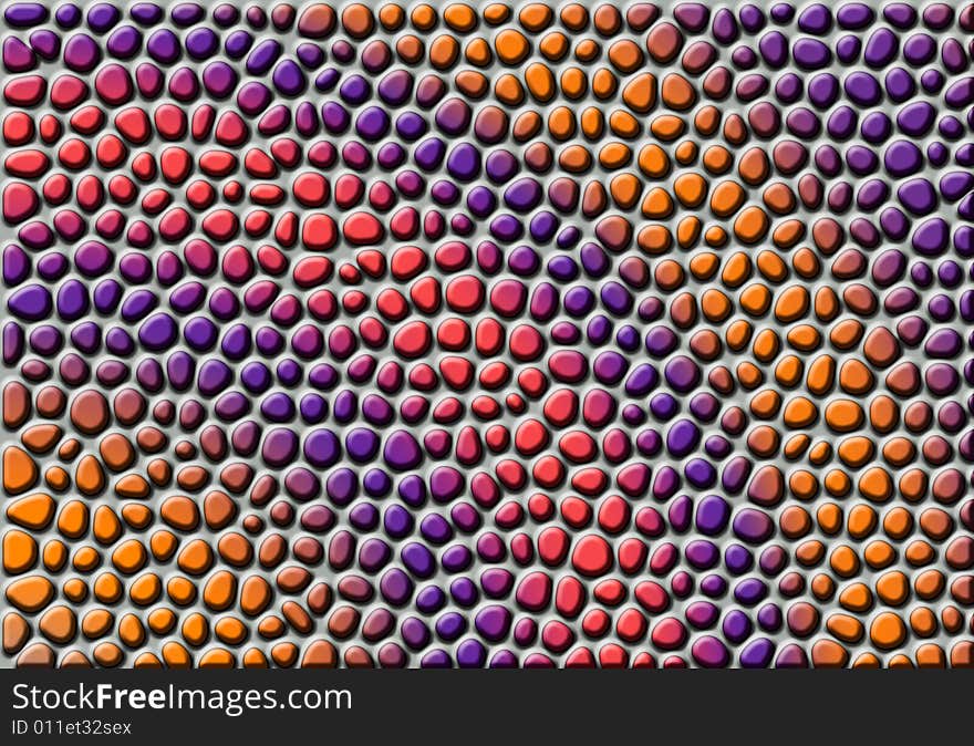 Mosaic of colored pebble on a grey wall. Mosaic of colored pebble on a grey wall.