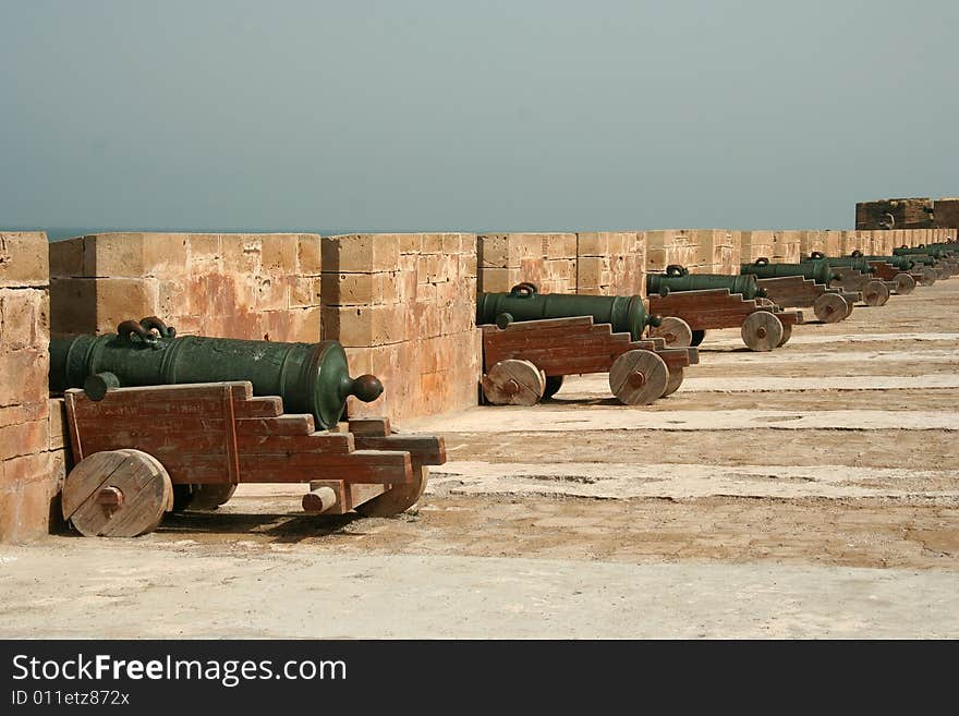 Ancient fortress with cannons in Essaouira, Morocco. Ancient fortress with cannons in Essaouira, Morocco