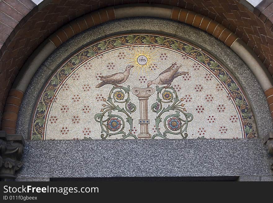 A mosaic in a arch of an old church. A mosaic in a arch of an old church