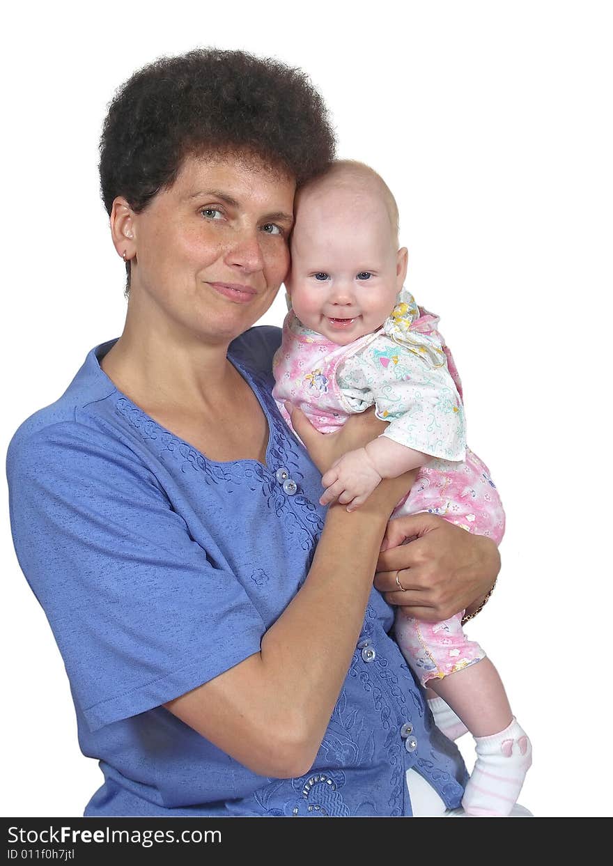 Portrait of the women and child on white background