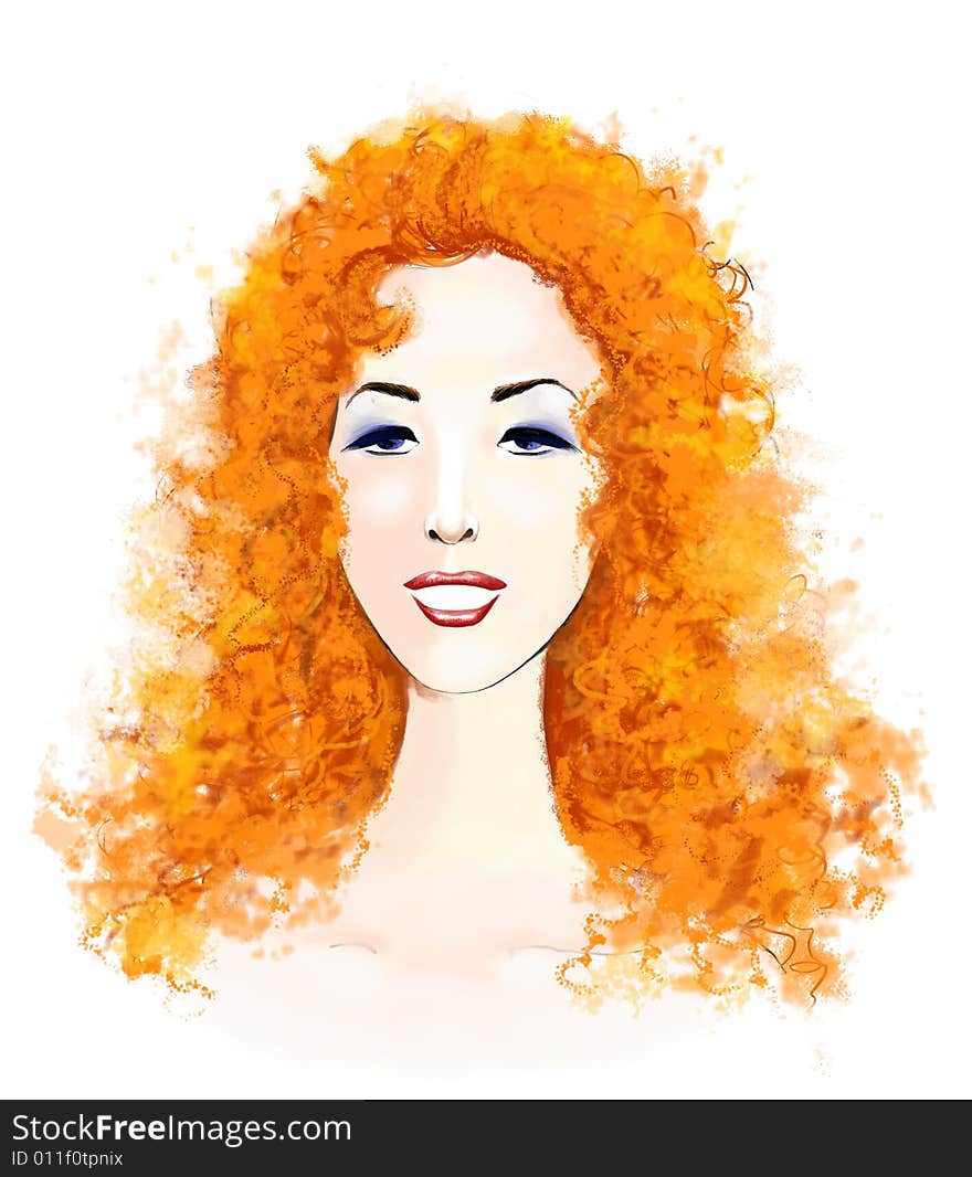 Portrait of red-haired girl. The original painting, made in a Photoshop by means of standard brushes. It's imaginary girl, not model. Portrait of red-haired girl. The original painting, made in a Photoshop by means of standard brushes. It's imaginary girl, not model.