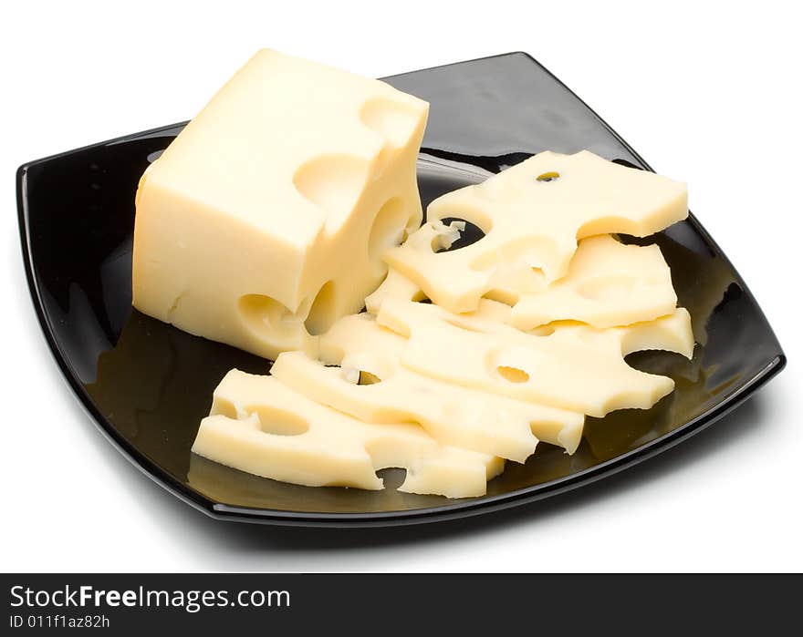 Fresh cheese on a white background