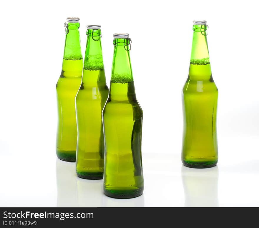 Beer in a bottle on a white background