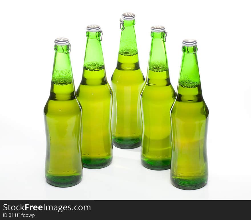 Beer in a bottle on a white background