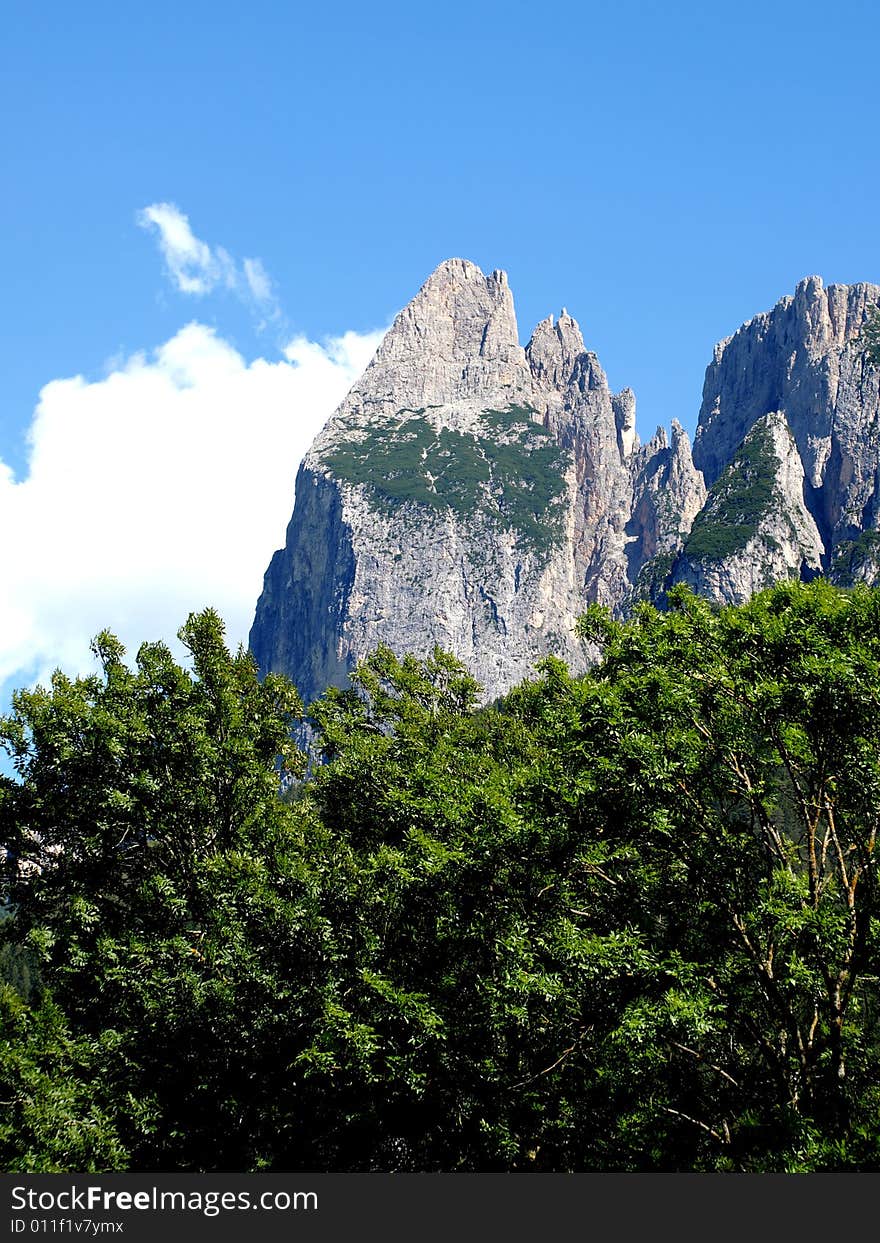 A good glimpse of the peaks of Sciliar mountain in Sud Tyrol. A good glimpse of the peaks of Sciliar mountain in Sud Tyrol