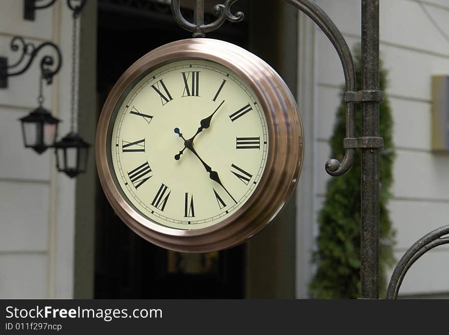 Clock on a grey background