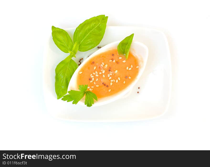 Gazpacho is cold soup typical Spanish cream that is popular in warmer areas and during the summer. Gazpacho is cold soup typical Spanish cream that is popular in warmer areas and during the summer