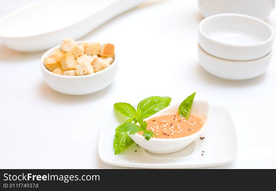 Gazpacho is cold soup typical Spanish cream that is popular in warmer areas and during the summer. Gazpacho is cold soup typical Spanish cream that is popular in warmer areas and during the summer