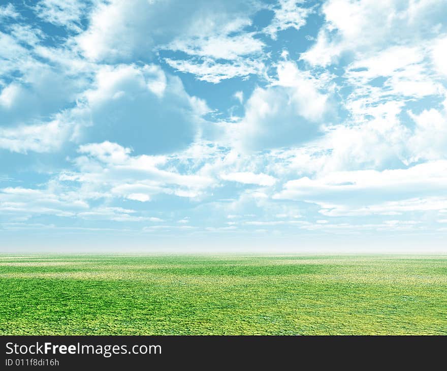 Spring scenery with beautiful clouds