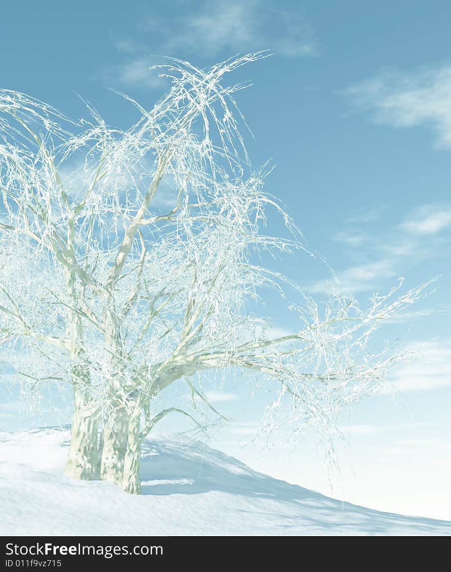 White winter landscape. 3d illustration