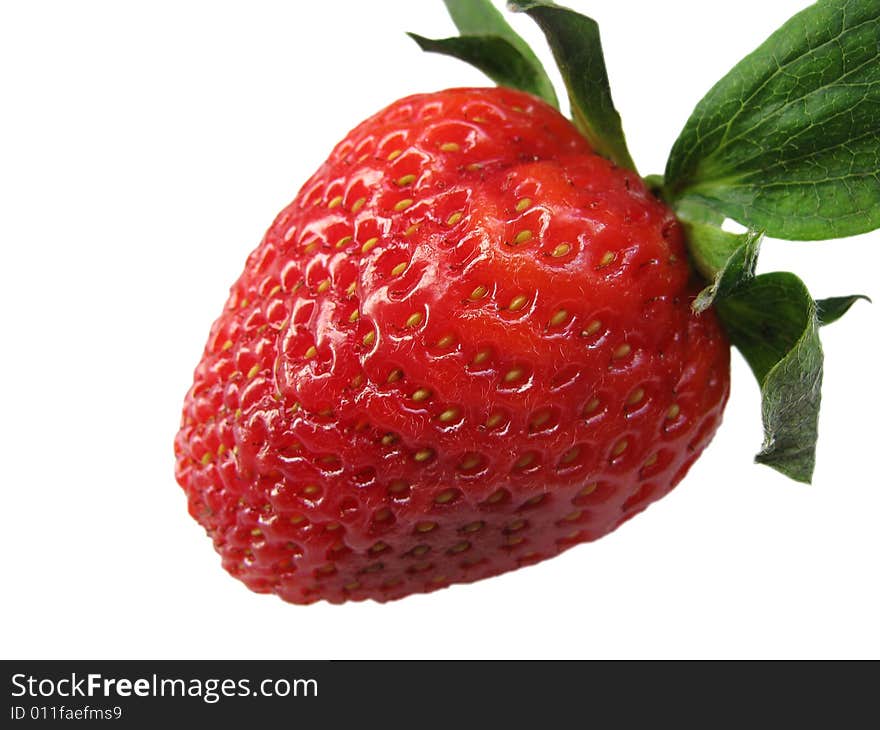 Closeup of a strawberry  on a white background