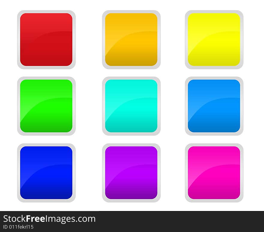 Colored 3D shape buttons for web design. Colored 3D shape buttons for web design