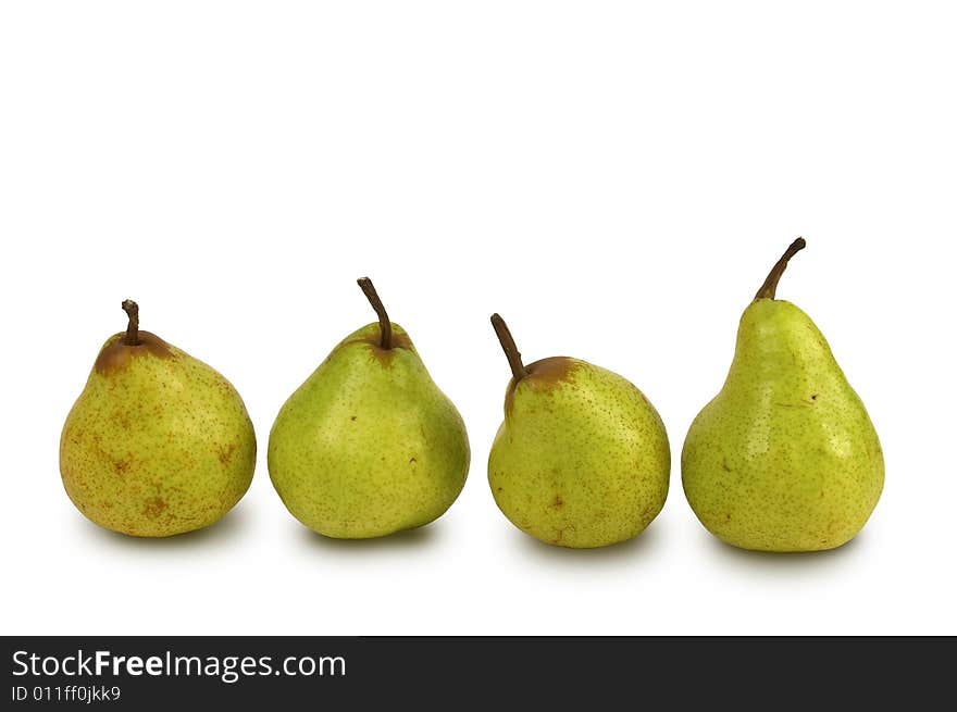 Four pears isolated over white