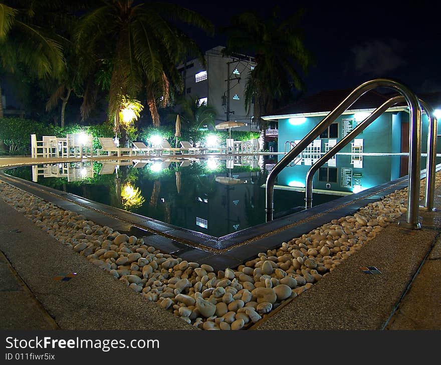 Our swimming pool at night. Our swimming pool at night.