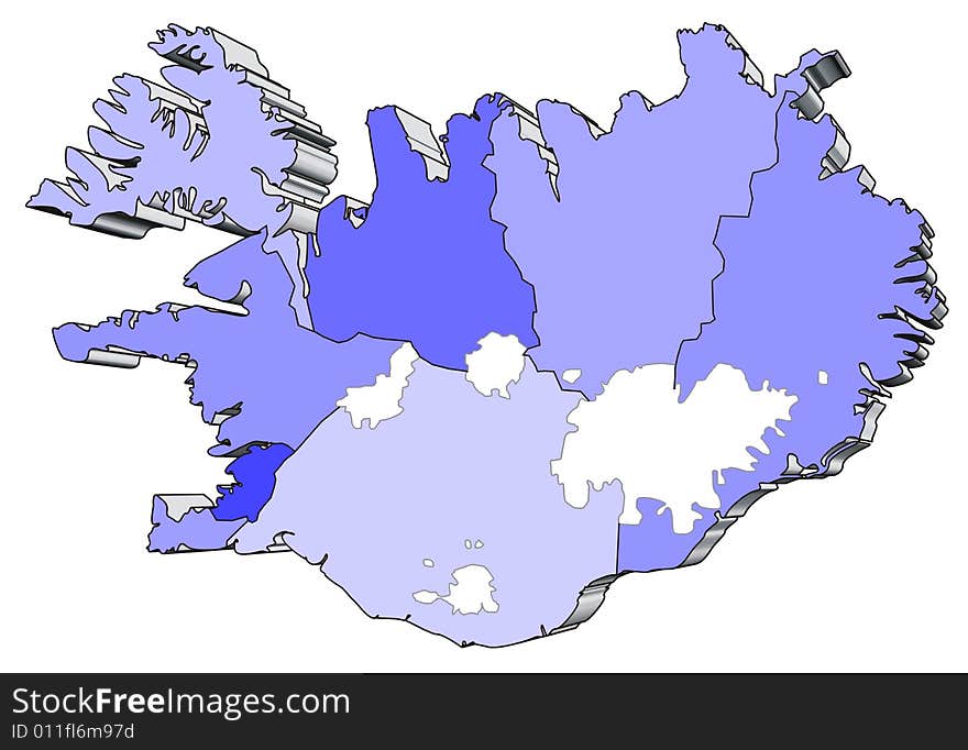 Abstract Map of Iceland with Provinces