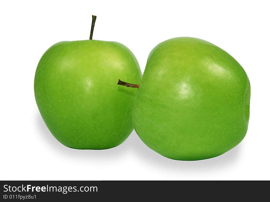 Green apples isolated on a white background .