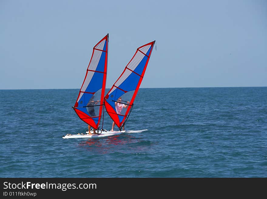 Wakeboard on waves in the black sea