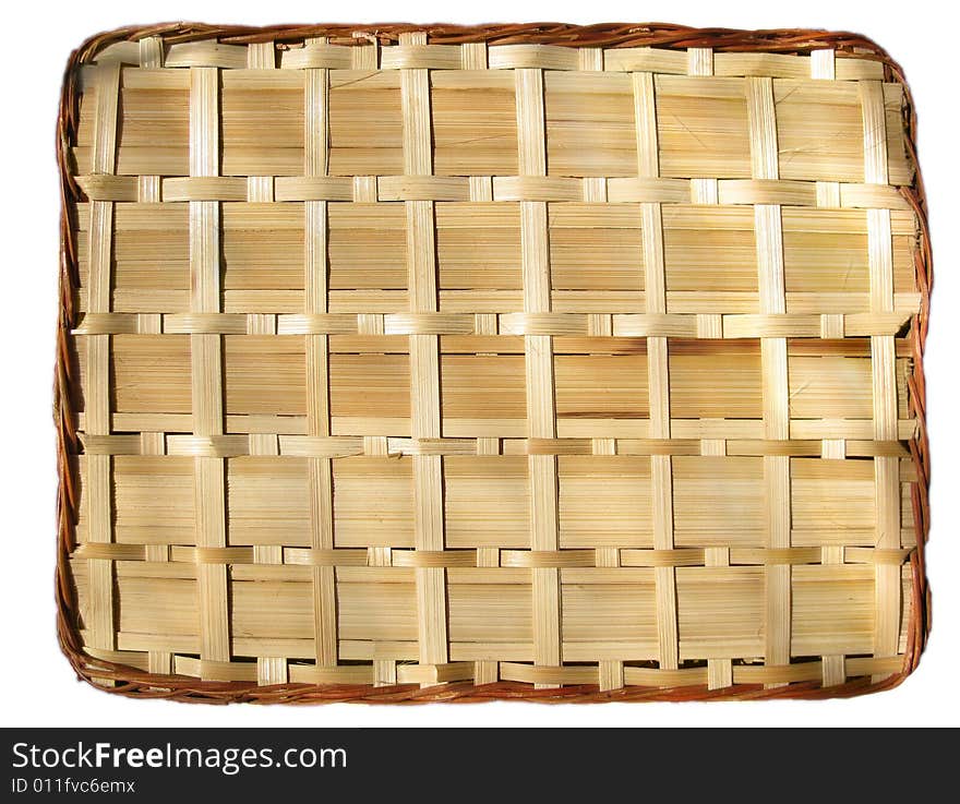 Surface of a wicker box. Wicker texture is composed of thin wooden stripes