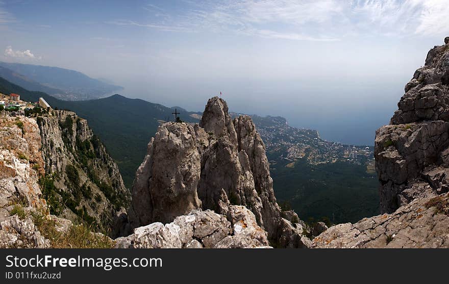 View of Crimea from mountains Ai-Petri. Panorama. View of Crimea from mountains Ai-Petri. Panorama