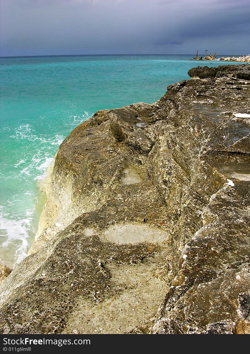 The soft kind of rocks under constant erosion by water in Freeport on Grand Bahama Island, The Bahamas. The soft kind of rocks under constant erosion by water in Freeport on Grand Bahama Island, The Bahamas.