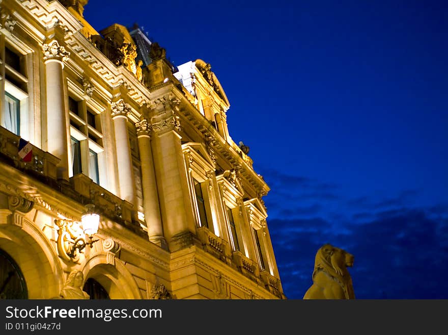 Old monument at night in vannes france