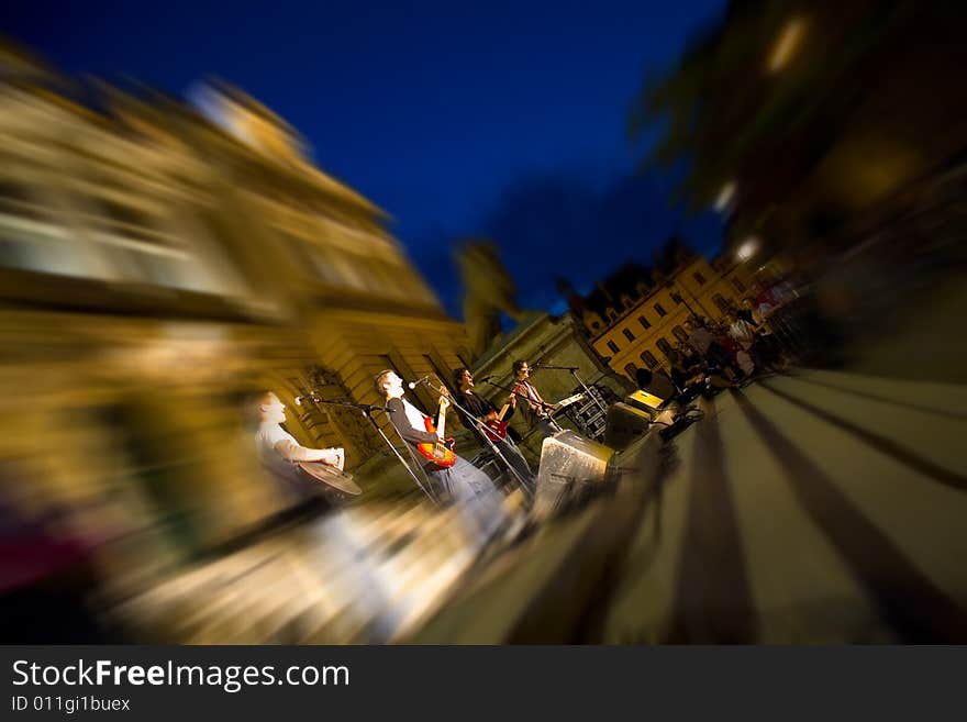 Musicians playing for the fete de la music in france