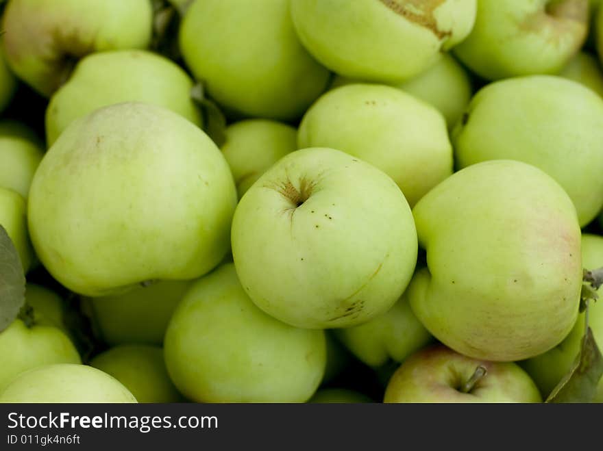 A group of beautiful green apples.