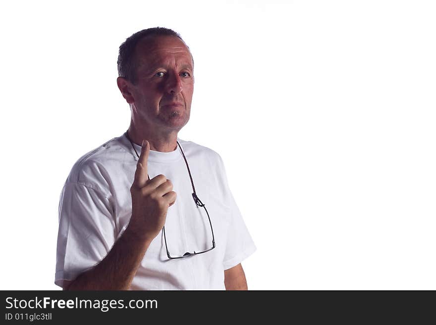 Portrait of senior man against white background. Portrait of senior man against white background