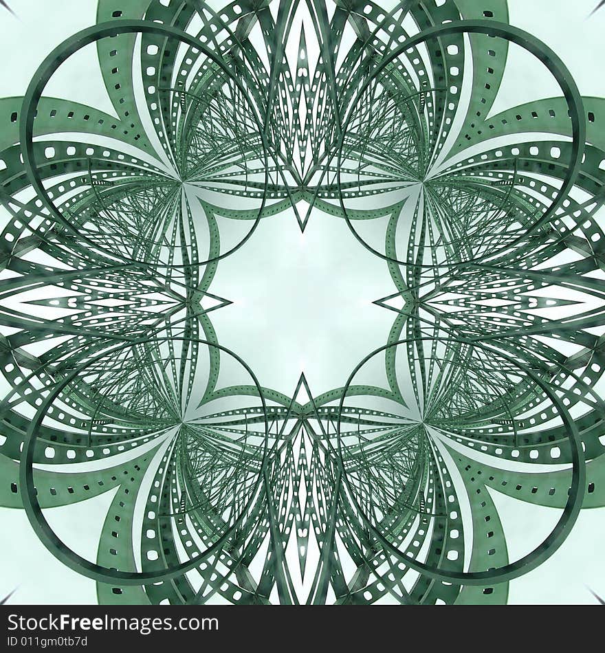 An abstract image of a green metal bridge pattern. An abstract image of a green metal bridge pattern.