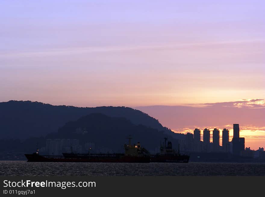 Sunset at harbour