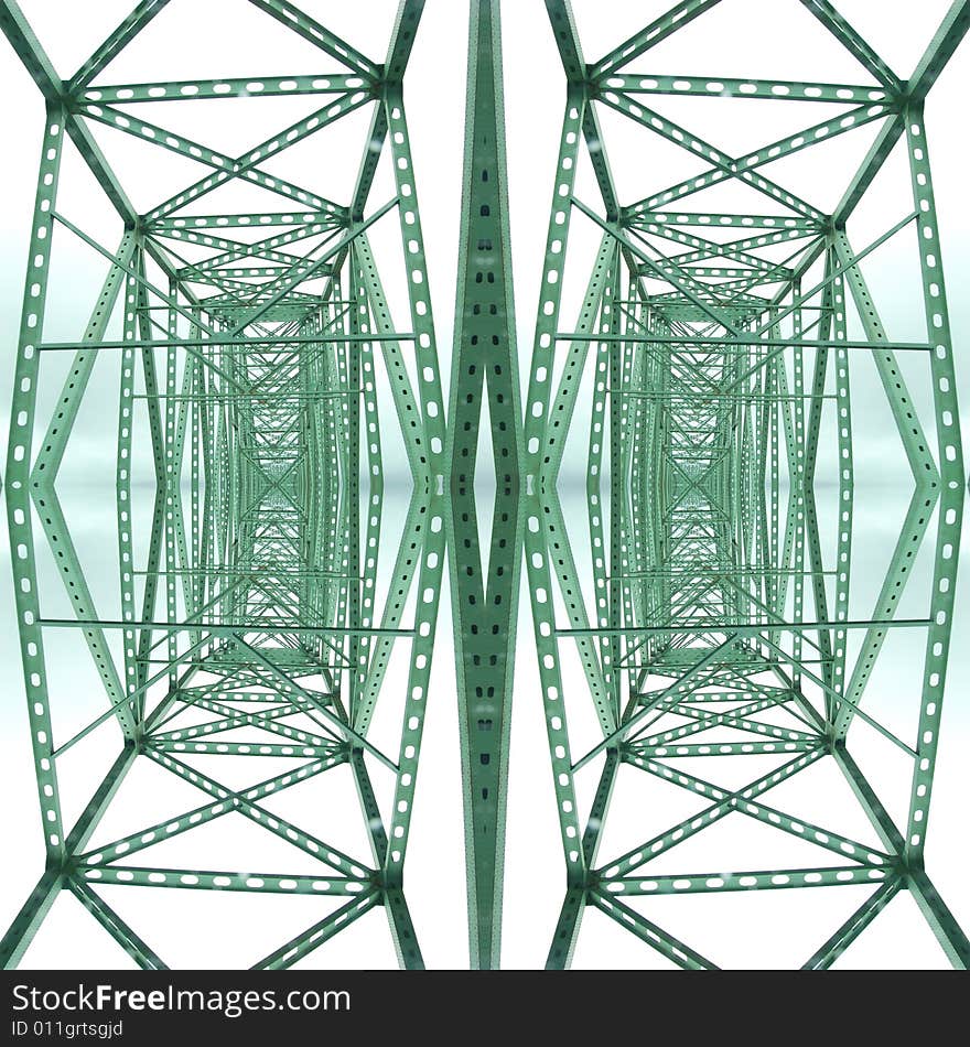 An abstract image of green metal from a bridge. An abstract image of green metal from a bridge.