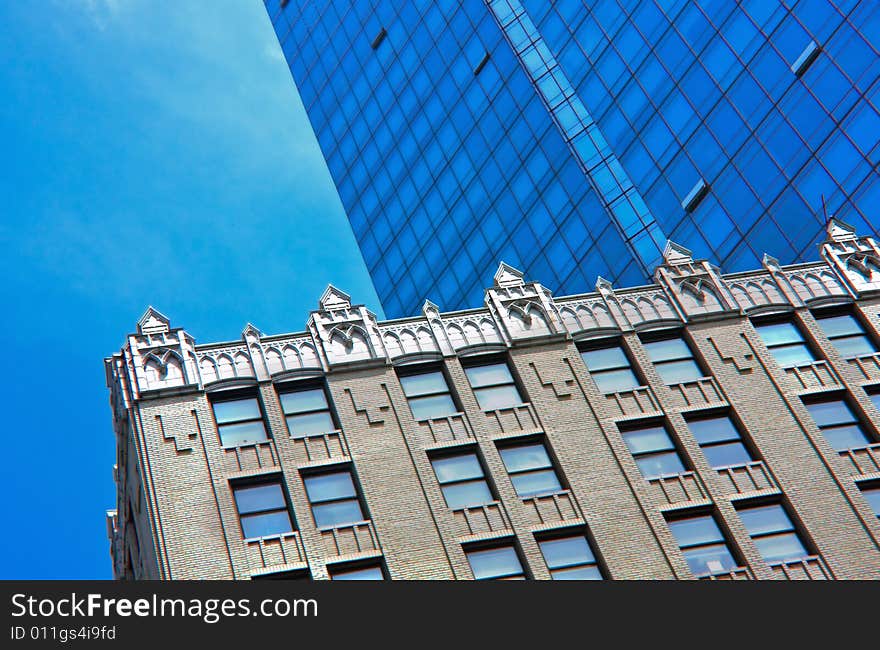 View of contrasting architecture; modern and classic. View of contrasting architecture; modern and classic.