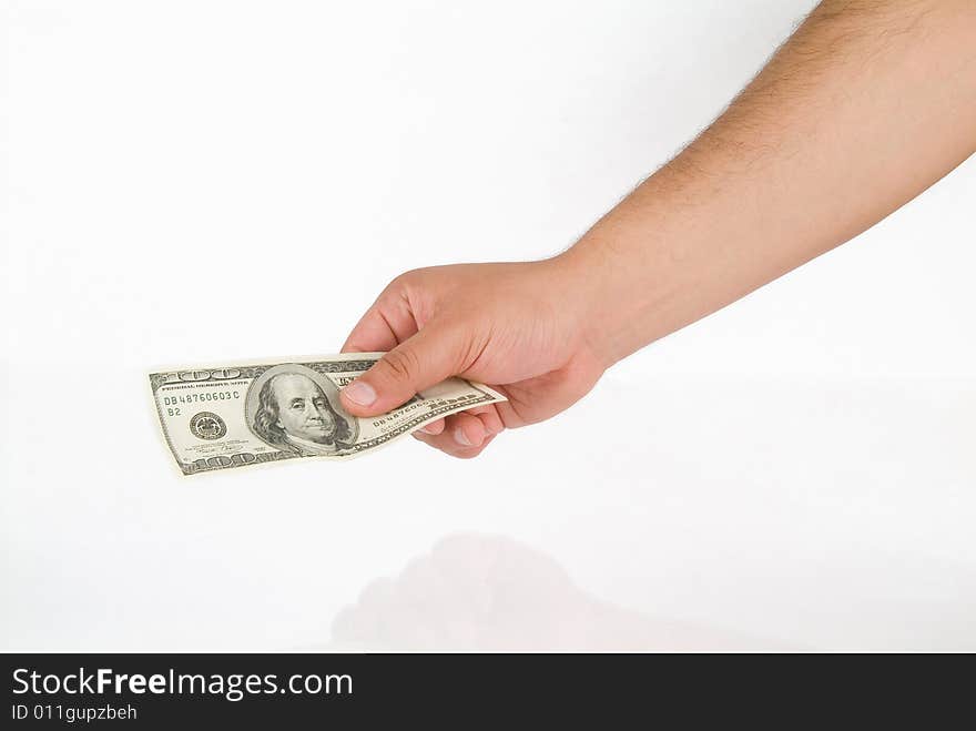 Hand with a Hundred dollar bill. Hand with a Hundred dollar bill