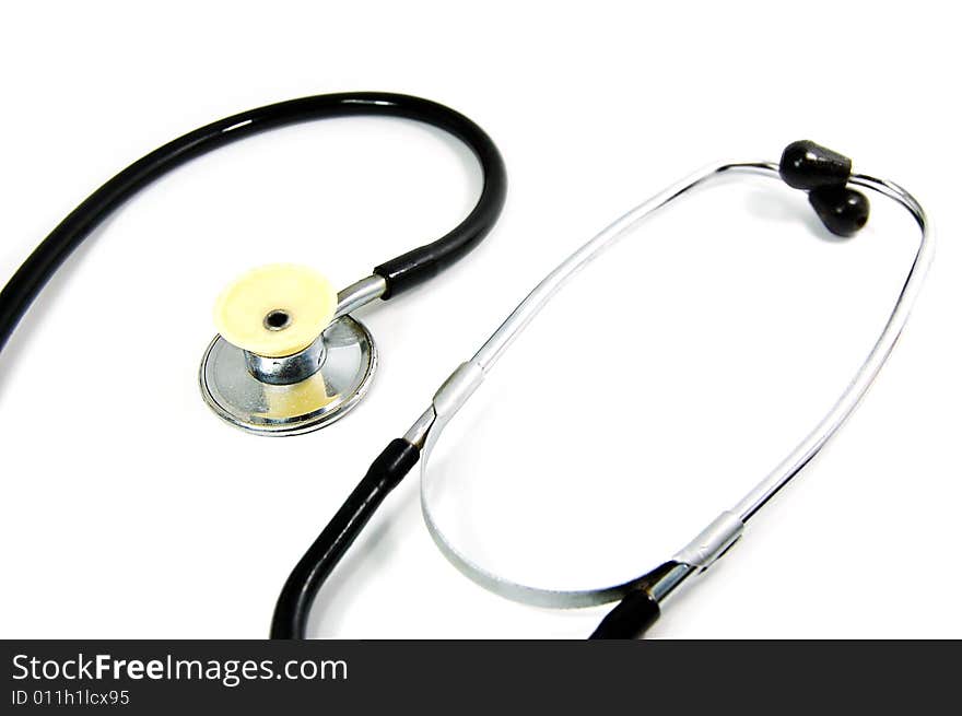 Black stethoscope isolated on white