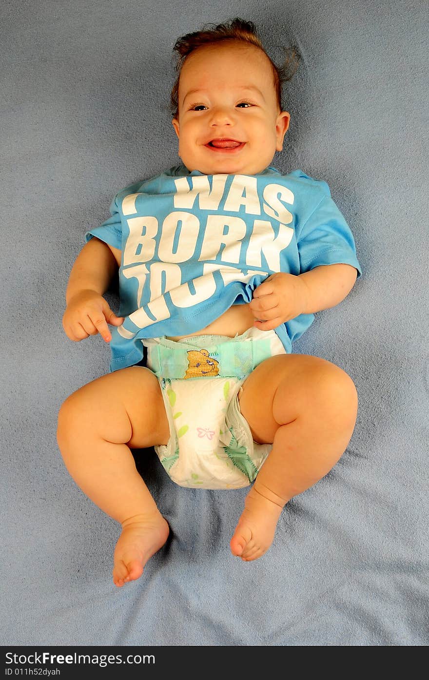 Baby boy isolated over blue. Baby boy isolated over blue