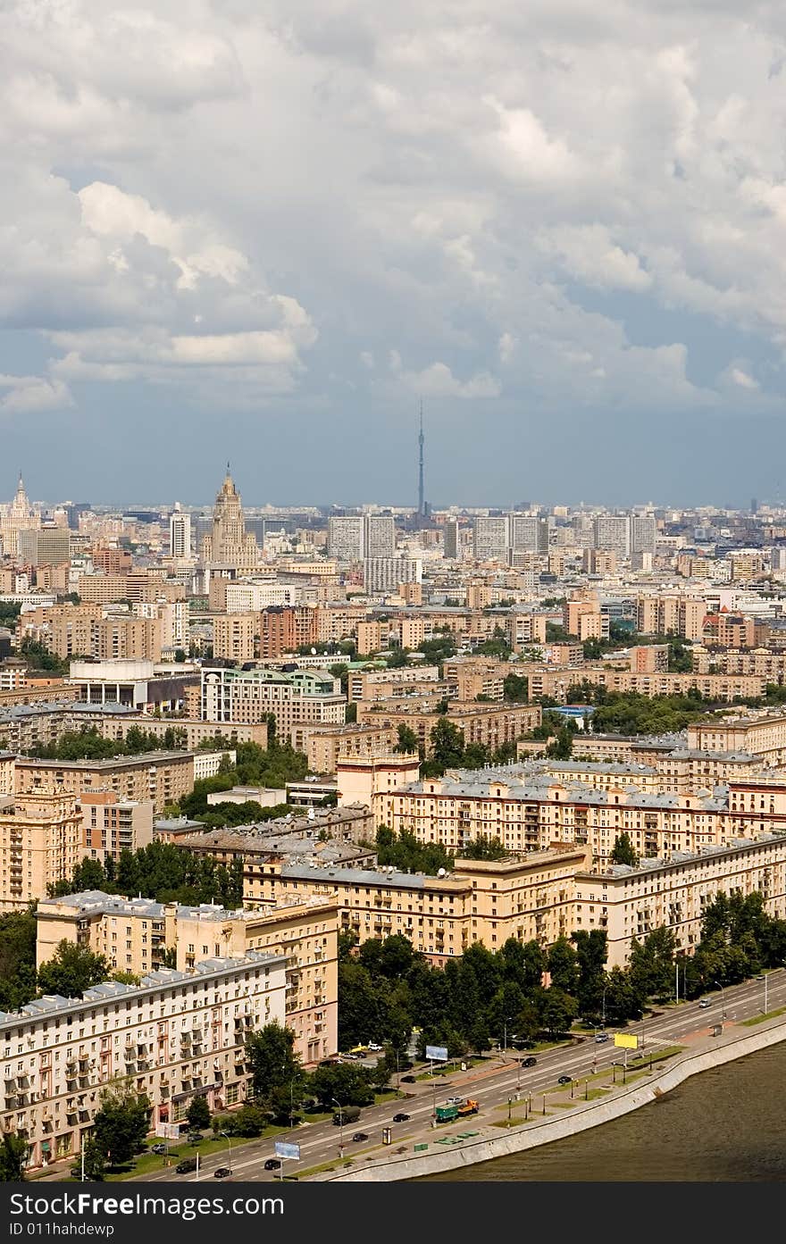 City and heaven. View from the great height. City and heaven. View from the great height