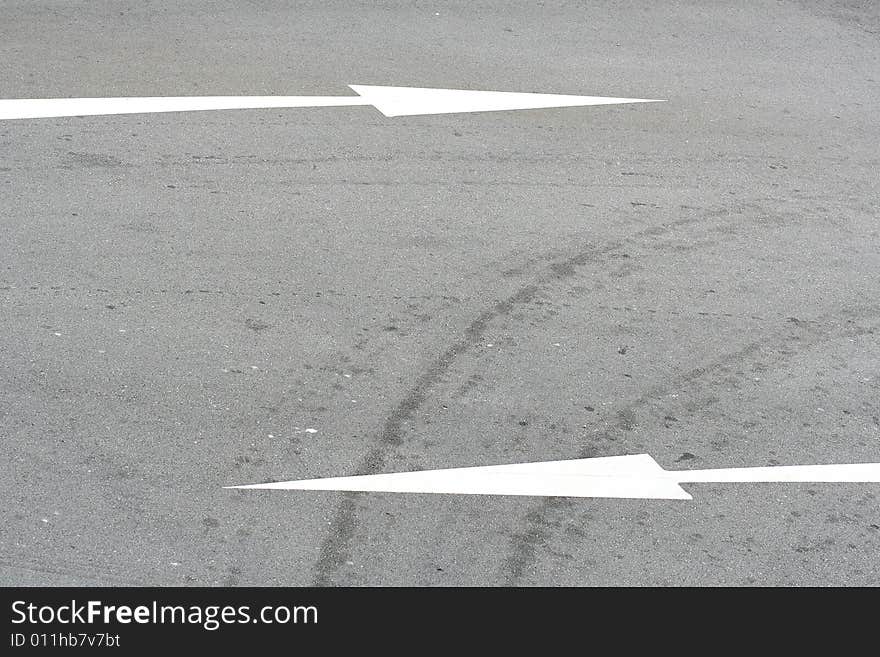 Two opposite road direction arrows