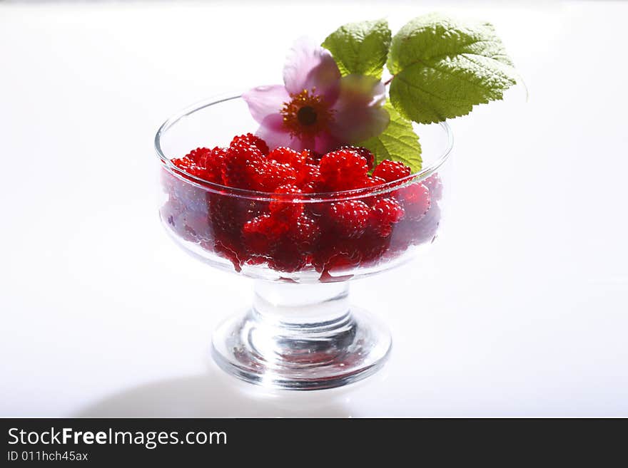 Raspberries in a glass