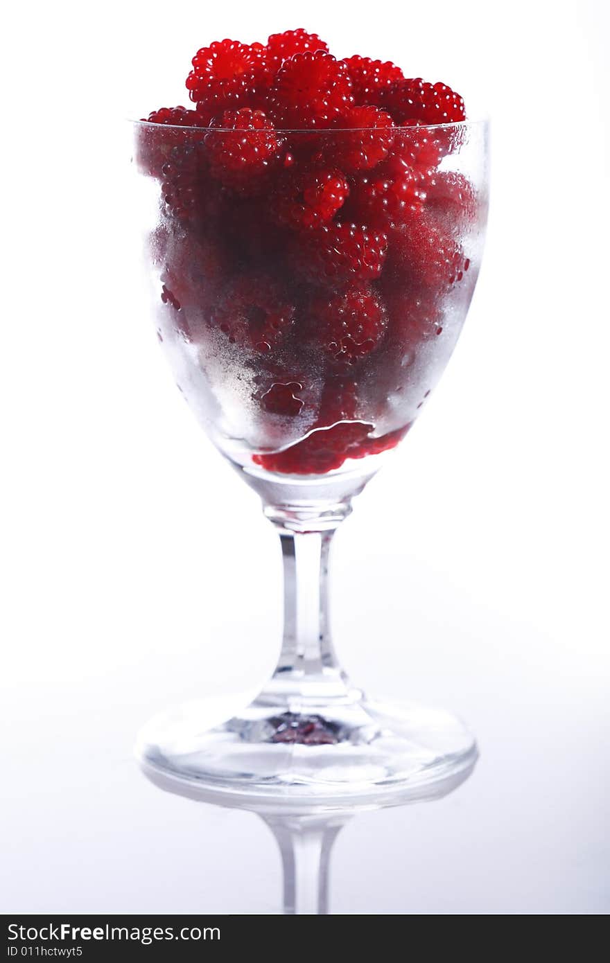 Raspberries in a glass