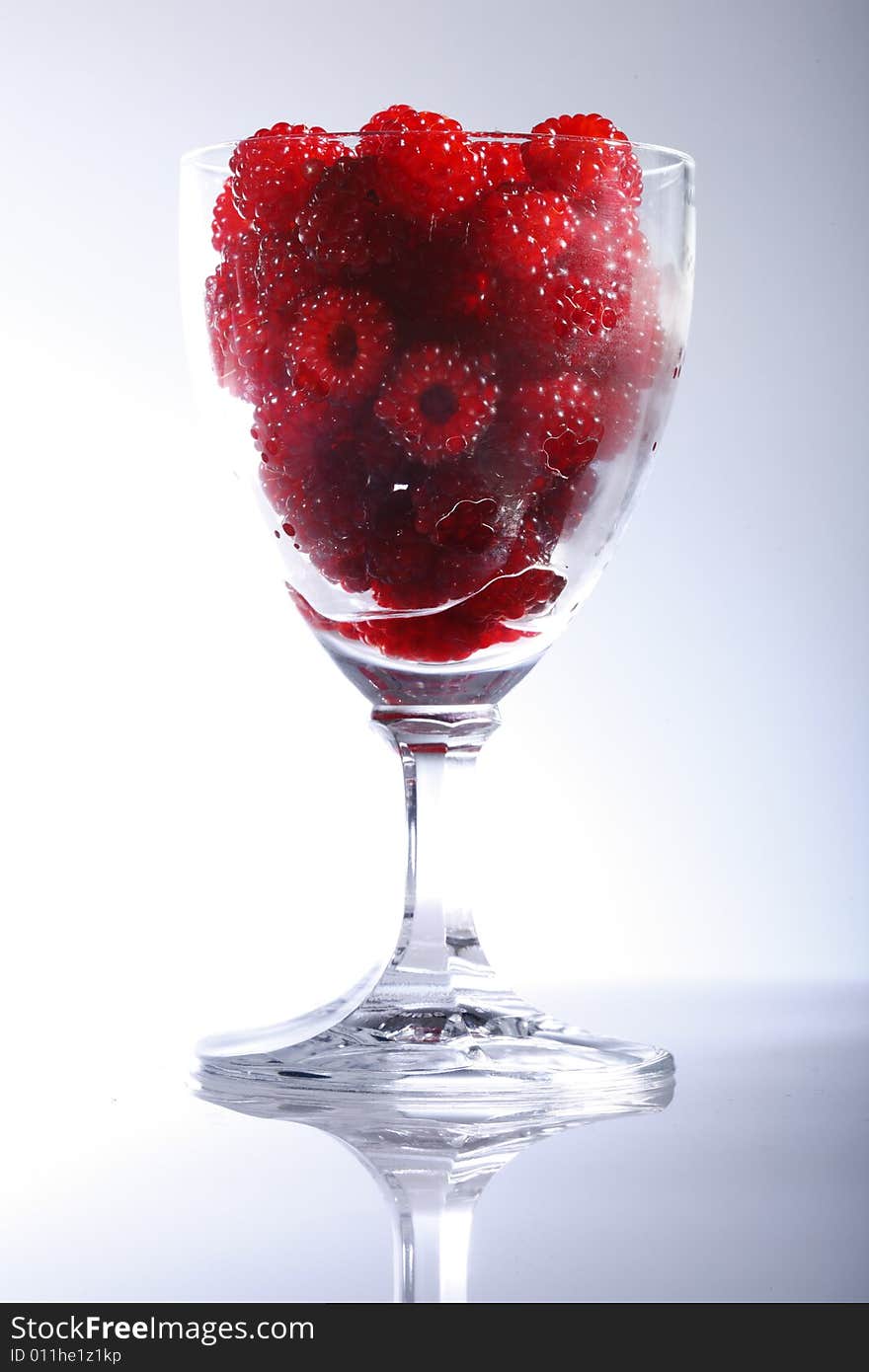 Raspberries in a glass