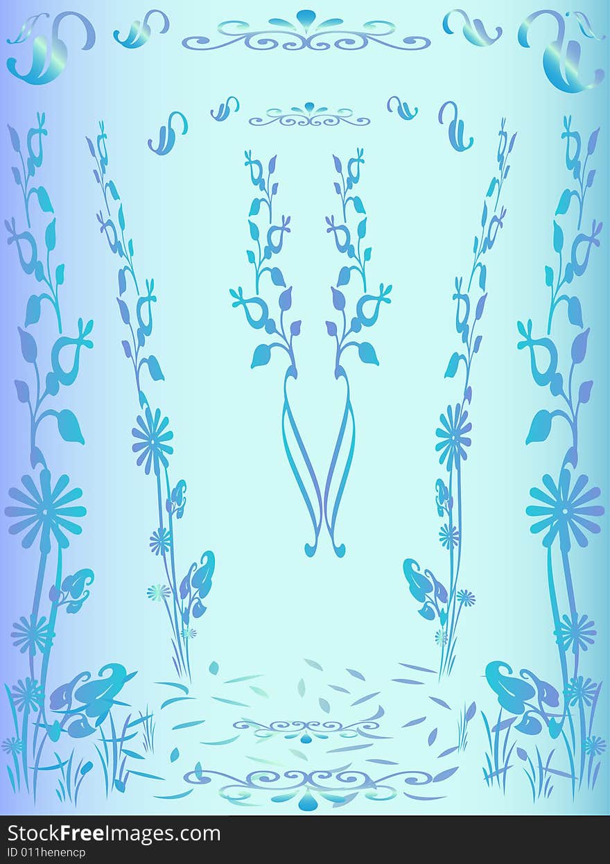 Blue floral background for your space