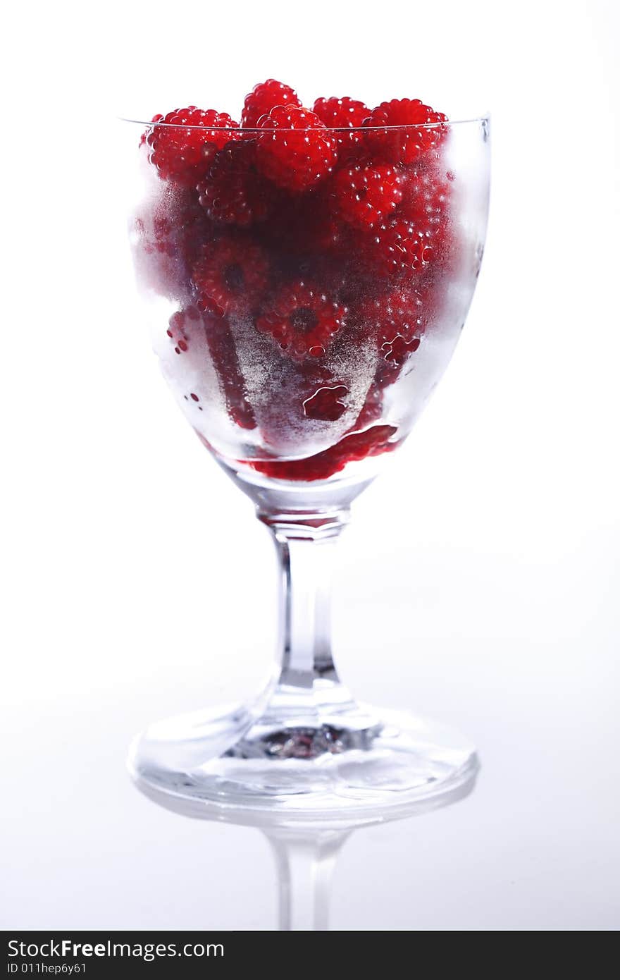 Raspberries in a glass