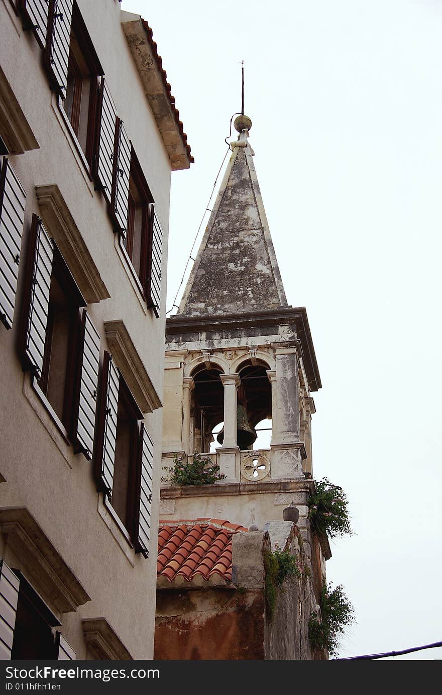 The bell tower of the St Carmel church. The bell tower of the St Carmel church