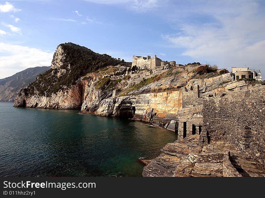 Beautiful ligurian coast behind portovenere